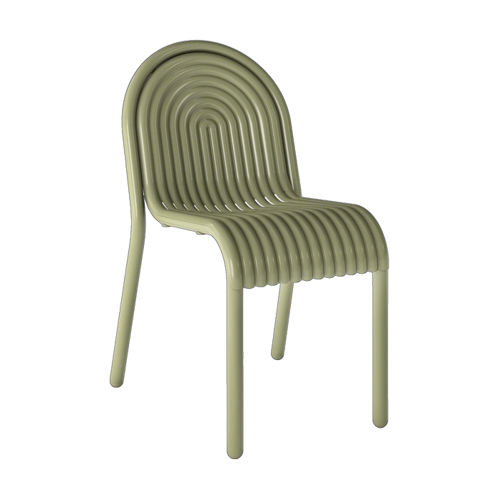 Tom Dixon Groove Outdoor Side Chair in Moss weather-resistant aluminium