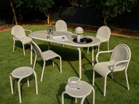 Tom Dixon Groove Outdoor Stool in an outdoor lifestyle setting