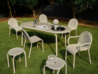 Tom Dixon Groove Outdoor Stool in an outdoor lifestyle setting