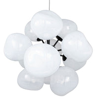 Tom Dixon Melt Burst Chandelier in opal, illuminated