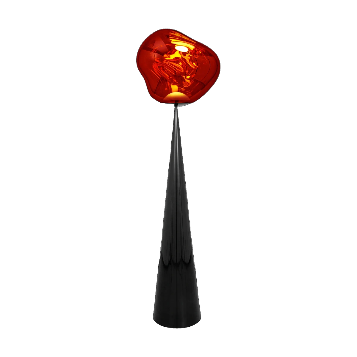 Melt Fat Cone Floor Light with Black Hardware and Copper Shade by Tom Dixon