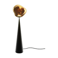 Melt Fat Cone Floor Light with Black Hardware and Gold Shade by Tom Dixon