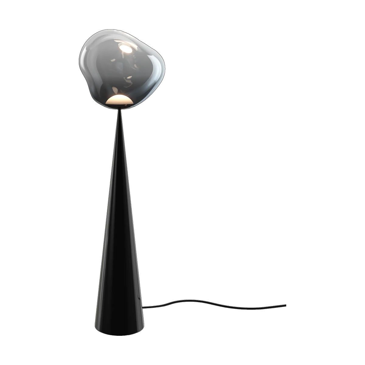 Melt Fat Cone Floor Light with Black Hardware and Nickel Shade by Tom Dixon