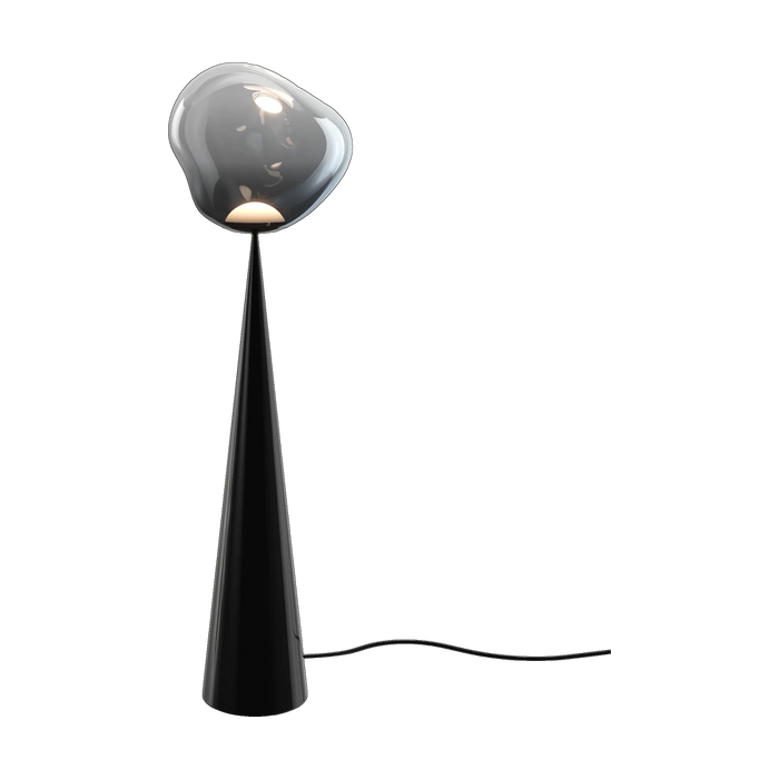 Melt Fat Cone Floor Light with Black Hardware and Nickel Shade by Tom Dixon