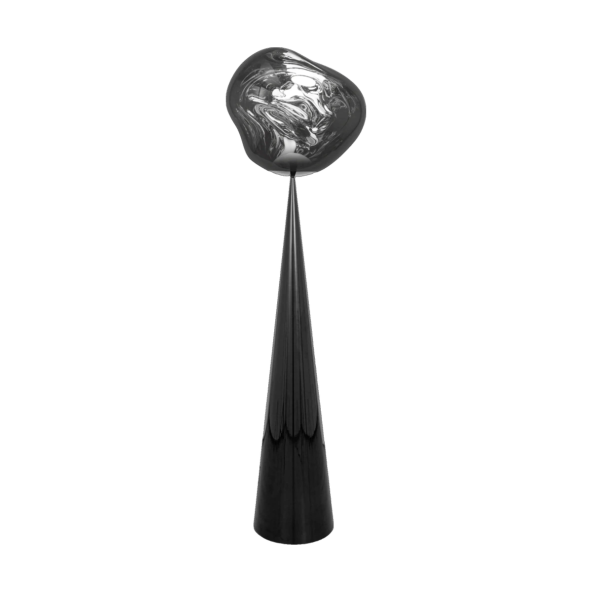 Melt Fat Cone Floor Light with Black Hardware and Silver Shade by Tom Dixon