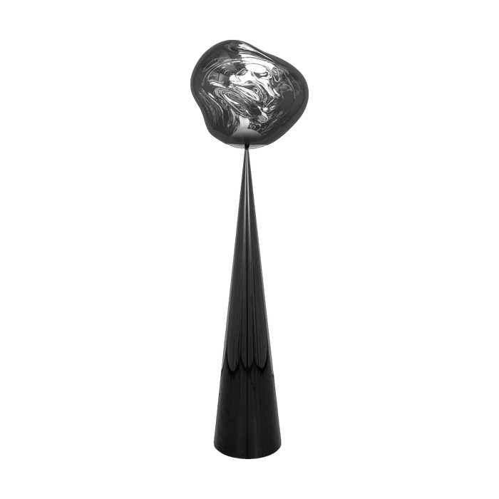 Melt Fat Cone Floor Light with Black Hardware and Silver Shade by Tom Dixon