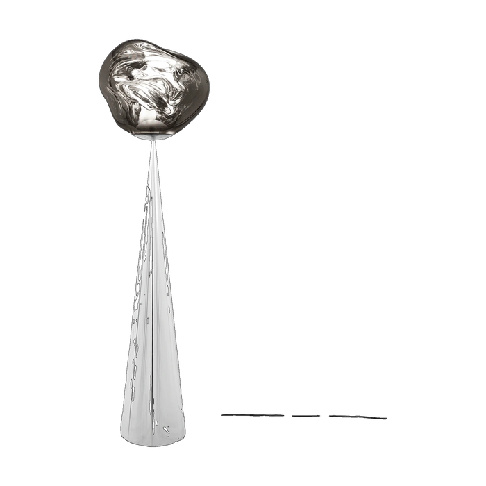 Melt Fat Cone Floor Light with Silver Hardware and Silver Shade by Tom Dixon