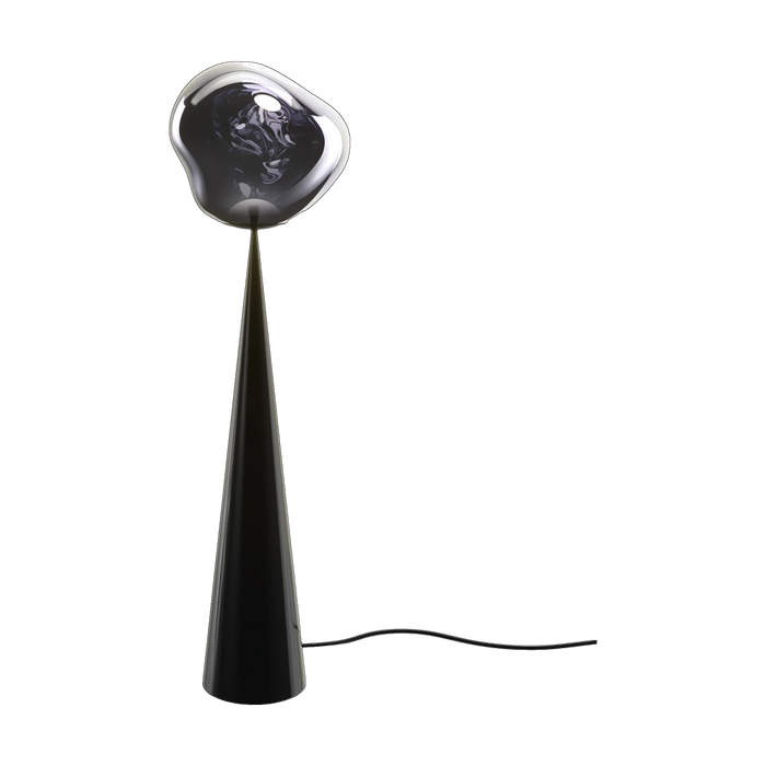 Melt Fat Cone Floor Light with Black Hardware and Smoke Shade by Tom Dixon