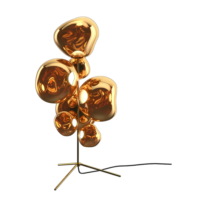 Melt Floor Chandelier in Gold Polished Polycarbonate by Tom Dixon