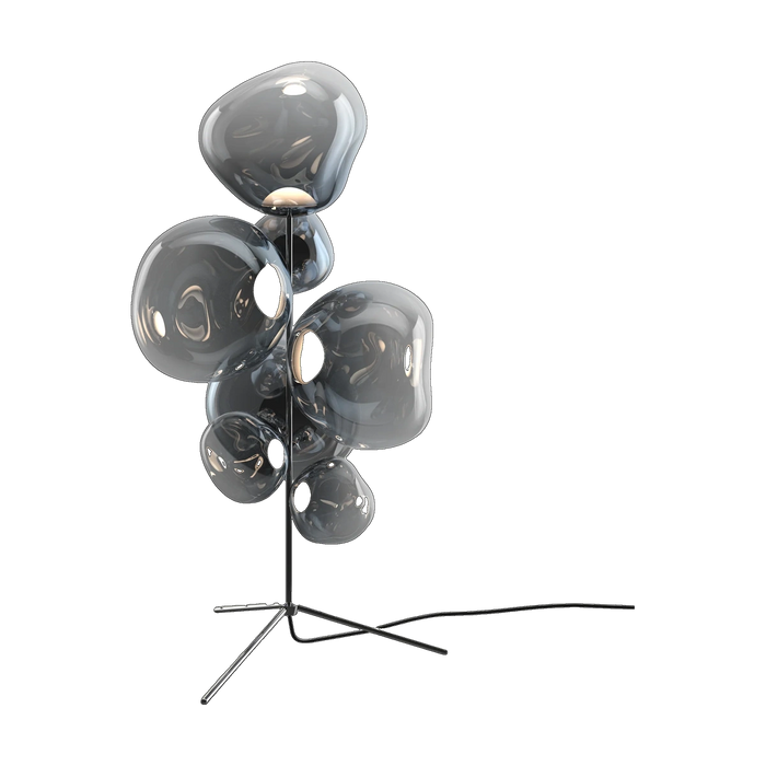 Melt Floor Chandelier in Nickel Polished Polycarbonate by Tom Dixon