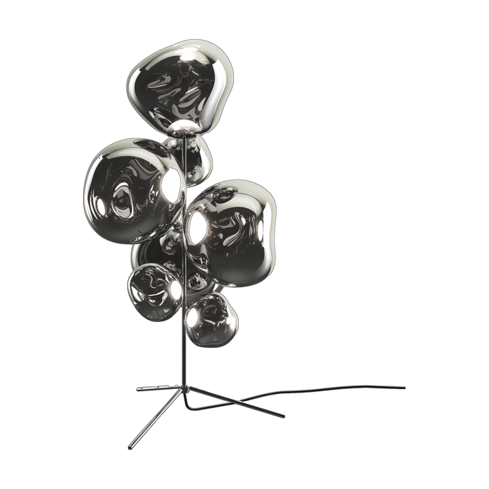 Melt Floor Chandelier in Silver Polished Polycarbonate by Tom Dixon