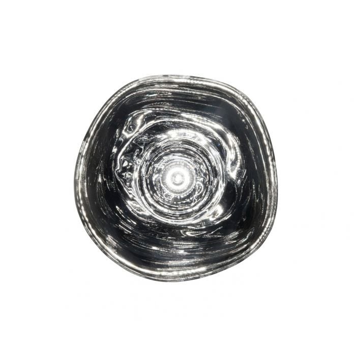 Tom Dixon Melt Medium Surface Light in silver polished polycarbonate, illuminated front view