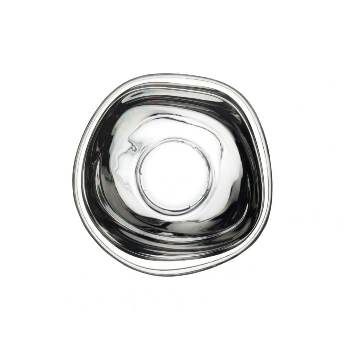 Tom Dixon Melt Medium Surface Light in silver polished polycarbonate, alternate illuminated front view