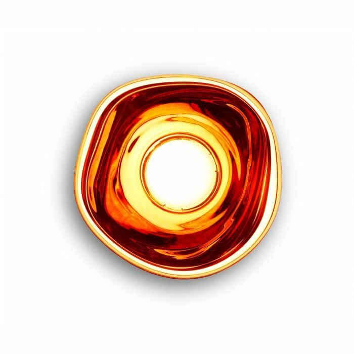 Tom Dixon Melt Medium Surface Light in polished copper, illuminated front view