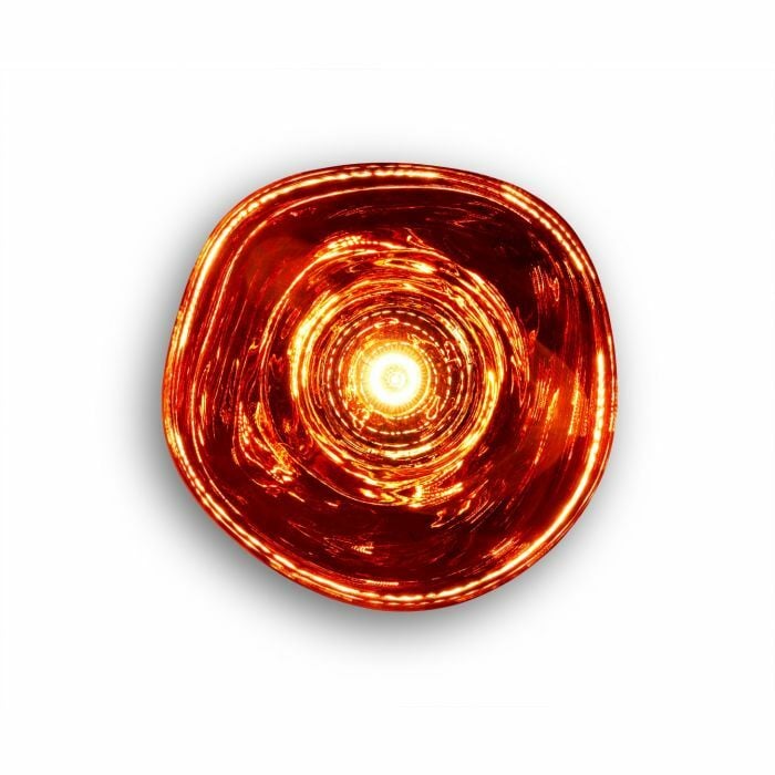Tom Dixon Melt Medium Surface Light in polished copper, alternate illuminated front view