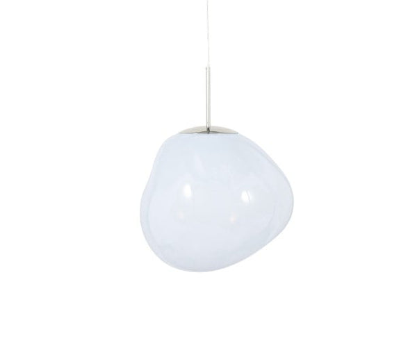 Tom Dixon Melt Medium Pendant in opal with silver hardware, switched off
