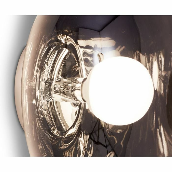 Tom Dixon Melt Medium Surface Light in smoke, alternate illuminated detail view