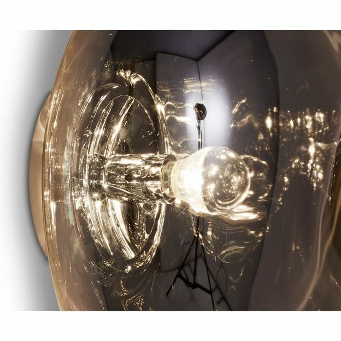 Tom Dixon Melt Medium Surface Light in smoke, alternate illuminated close detail
