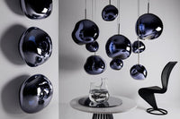 Tom Dixon Melt Medium Surface Light in smoke with pendant, interior installation switched off