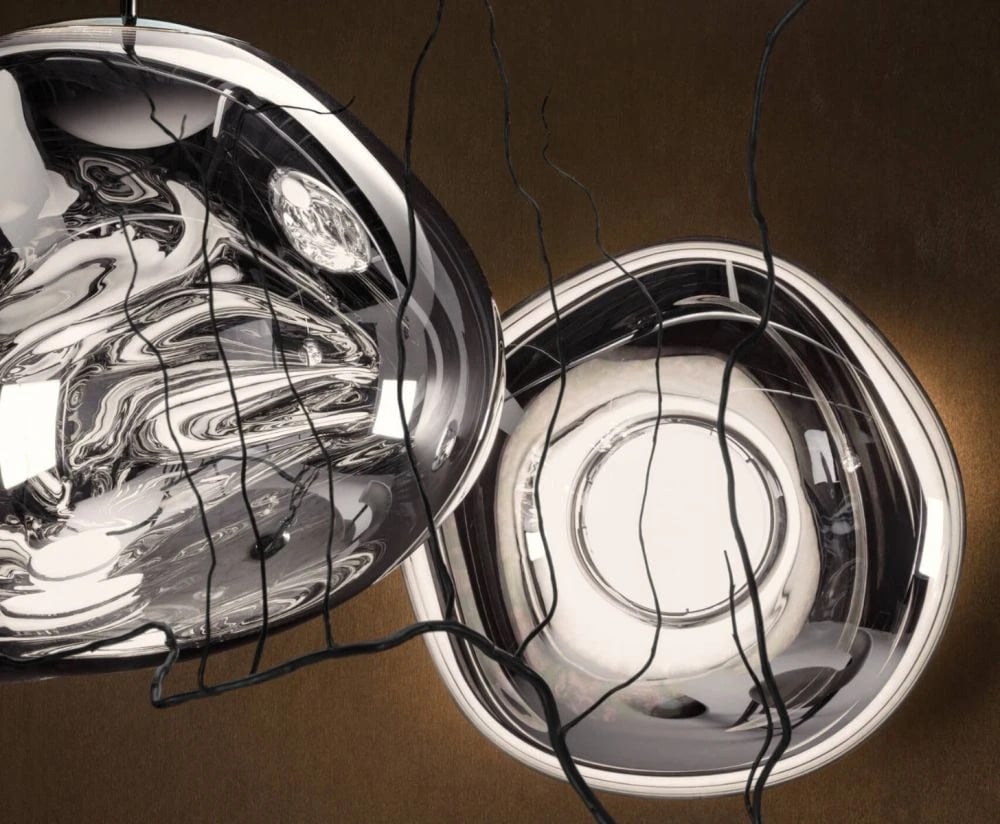 Tom Dixon Melt Medium Surface Light in silver polished polycarbonate, wall installation