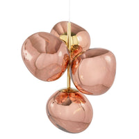 Tom Dixon Melt Mini Chandelier in copper, illuminated