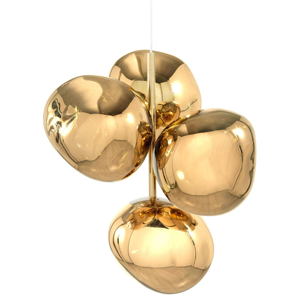 Tom Dixon Melt Mini Chandelier in gold, illuminated