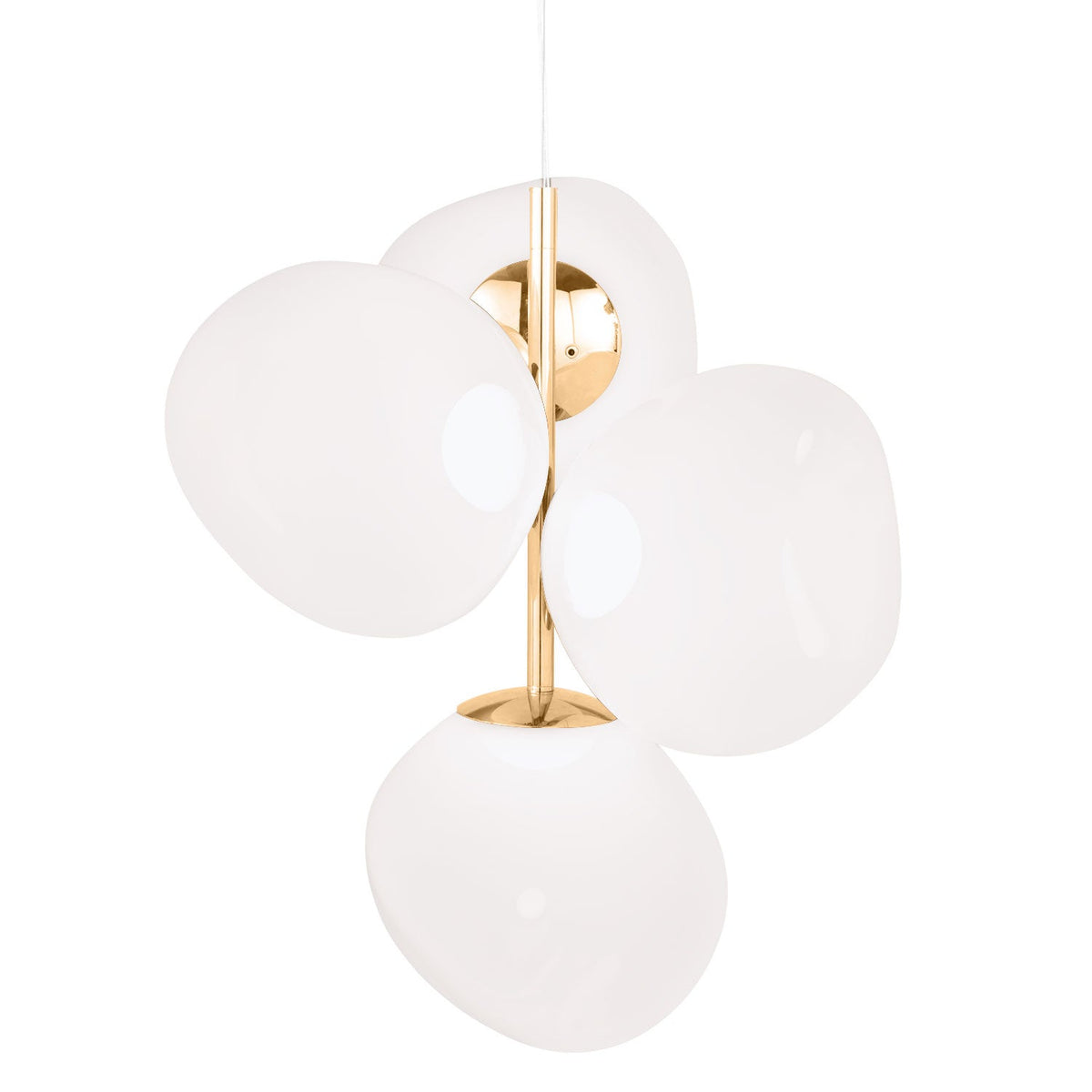 Tom Dixon Melt Mini Chandelier in opal with gold hardware