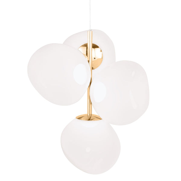 Tom Dixon Melt Mini Chandelier in opal with gold hardware