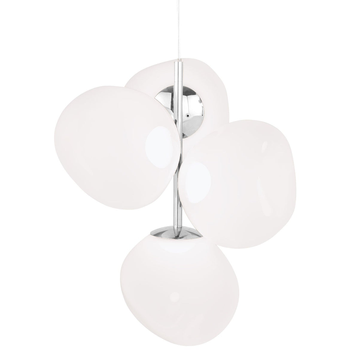 Tom Dixon Melt Mini Chandelier in opal with silver hardware