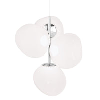 Tom Dixon Melt Mini Chandelier in opal with silver hardware