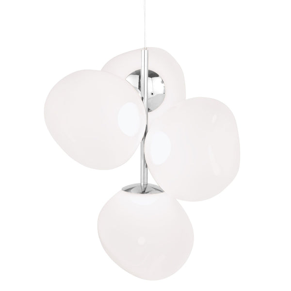 Tom Dixon Melt Mini Chandelier in opal with silver hardware
