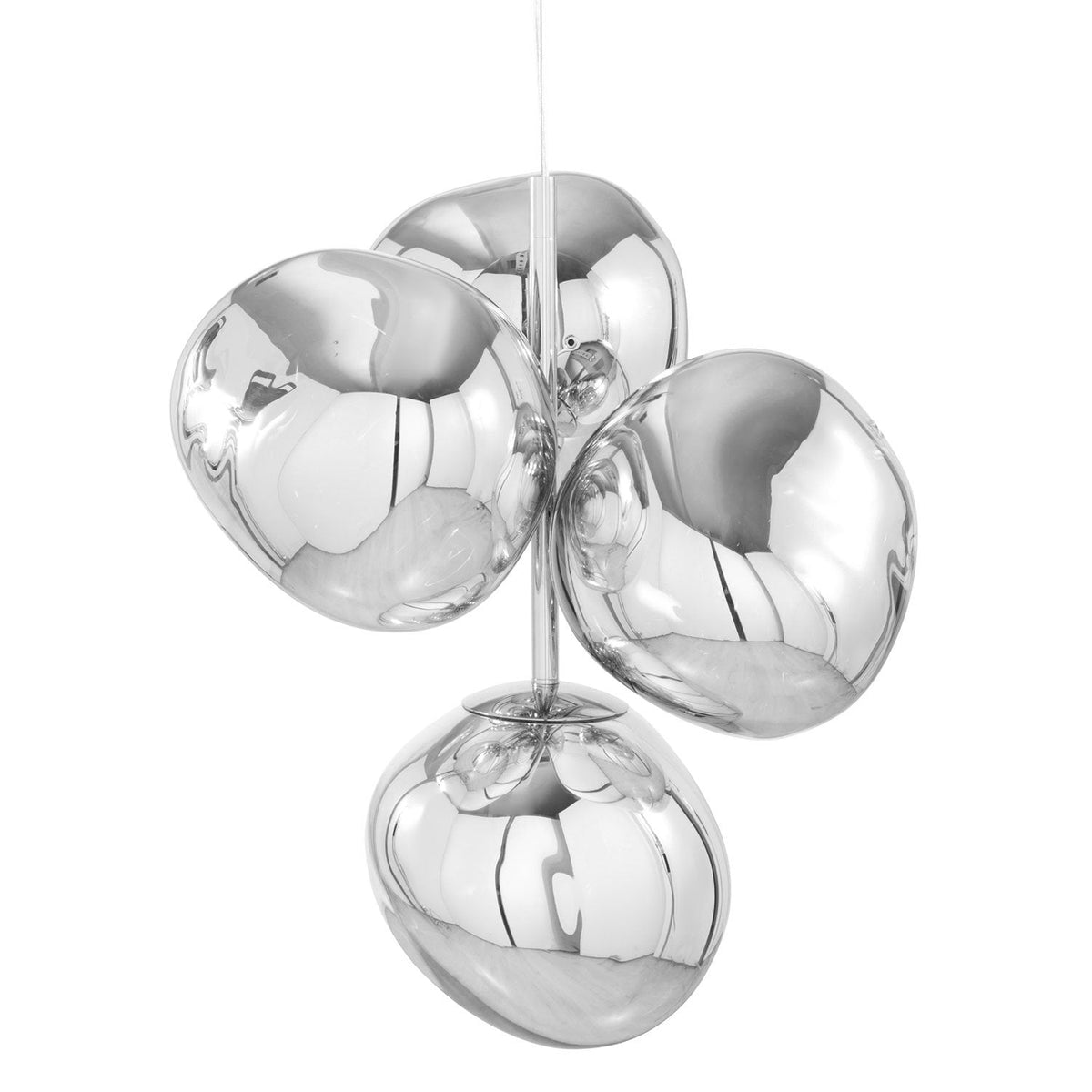Tom Dixon Melt Mini Chandelier in silver, illuminated