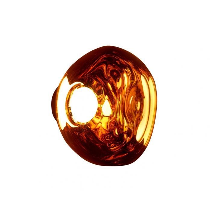 Tom Dixon Melt Mini Surface Light in polished copper, illuminated side view