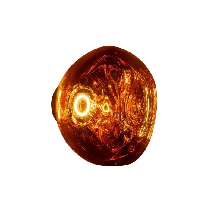 Tom Dixon Melt Mini Surface Light in polished copper, alternate illuminated side view