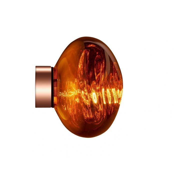Tom Dixon Melt Mini Surface Light in polished copper, additional illuminated side view