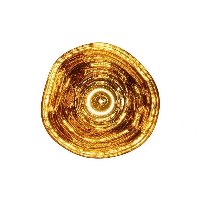 Tom Dixon Melt Mini Surface Light in gold, illuminated front view