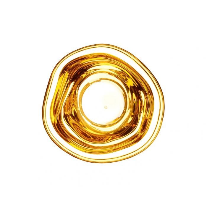 Tom Dixon Melt Mini Surface Light in gold, alternate illuminated front view