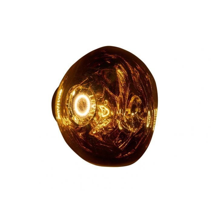 Tom Dixon Melt Mini Surface Light in gold, alternate illuminated side view