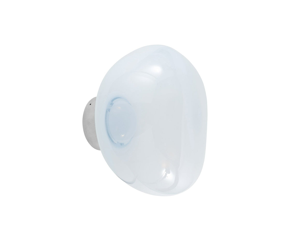 Tom Dixon Melt Mini Surface Light, opal with silver hardware, angled view switched off