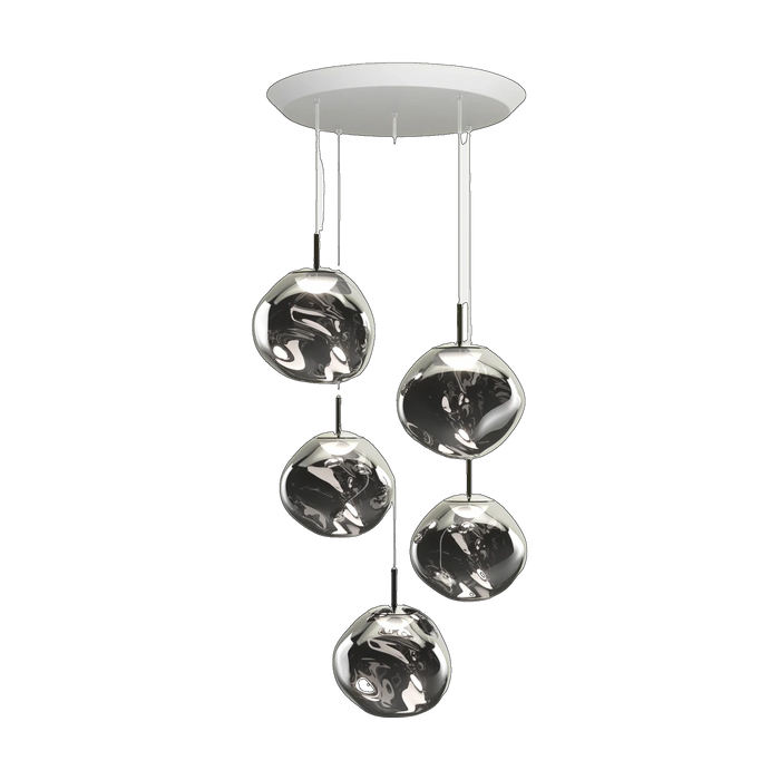 Melt Mini-Round Pendant System, Silver Polished Polycarbonate by Tom Dixon