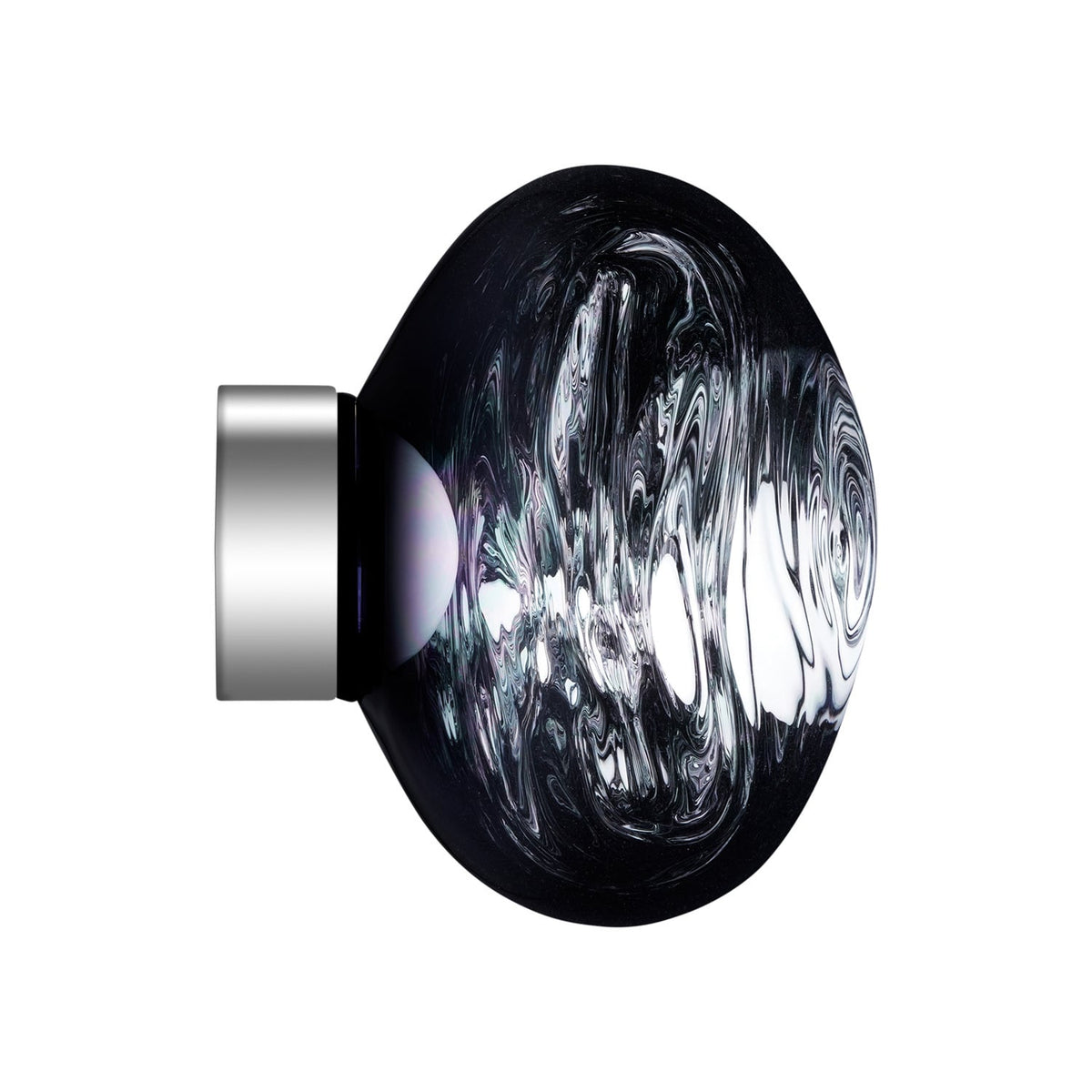 Tom Dixon Melt Mini Surface Light in smoke, illuminated side view