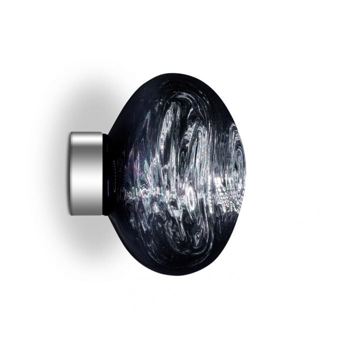 Tom Dixon Melt Mini Surface Light in smoke, alternate illuminated side view