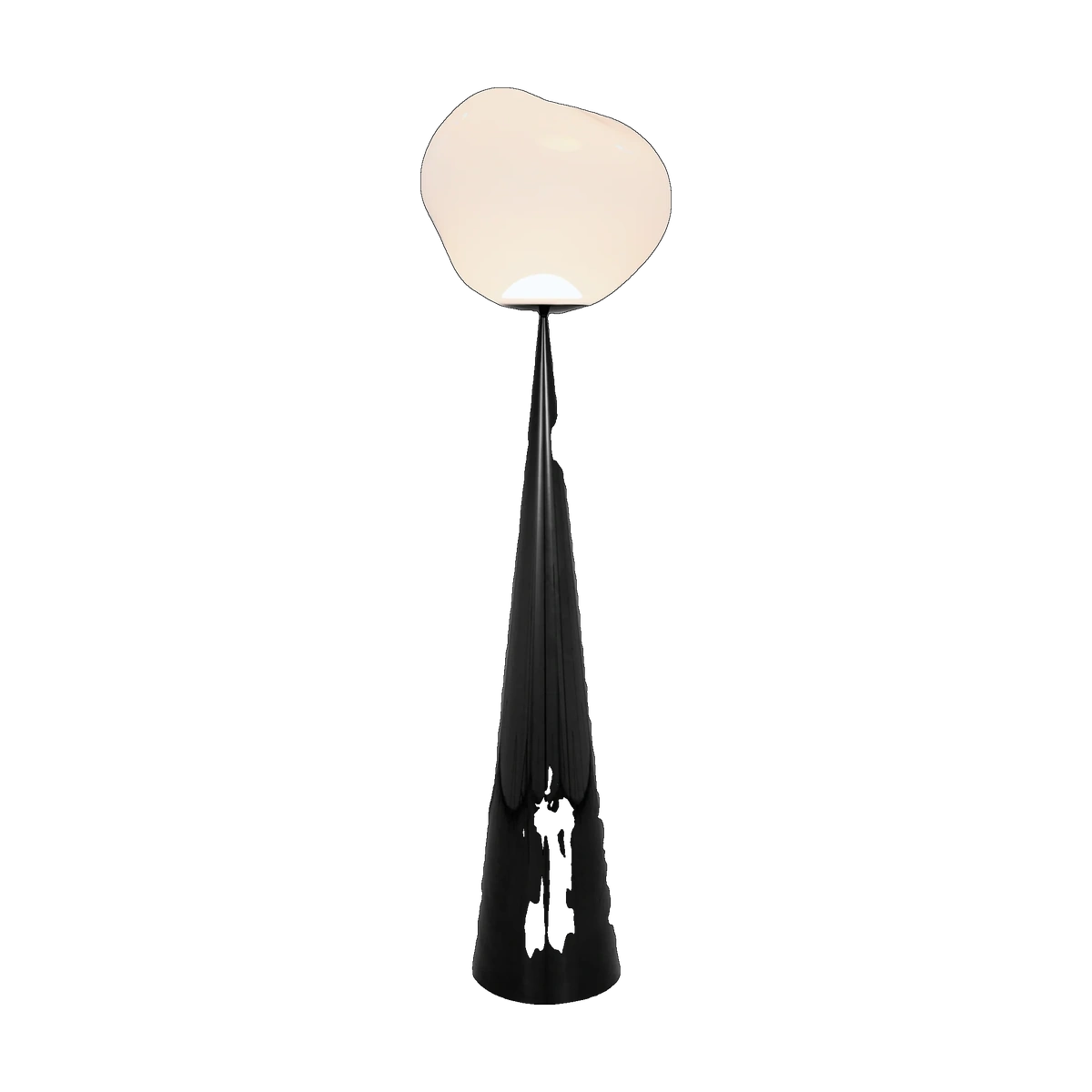 Melt Opal Fat Cone Floor Light with Black Hardware by Tom Dixon