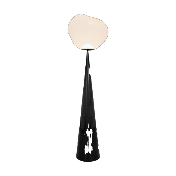 Melt Opal Fat Cone Floor Light with Black Hardware by Tom Dixon