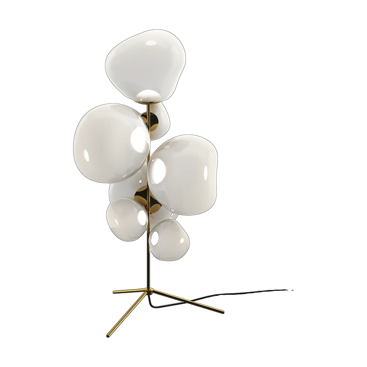 Melt Opal Floor Chandelier with Gold Hardware by Tom Dixon