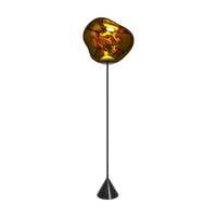 Melt Slim Cone Floor Light with Black Hardware and Gold Shade by Tom Dixon