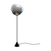 Melt Slim Cone Floor Light with Black Hardware and Nickel Shade by Tom Dixon