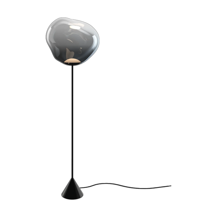 Melt Slim Cone Floor Light with Black Hardware and Nickel Shade by Tom Dixon