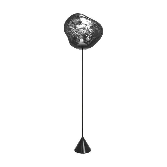 Melt Slim Cone Floor Light with Black Hardware and Silver Shade by Tom Dixon