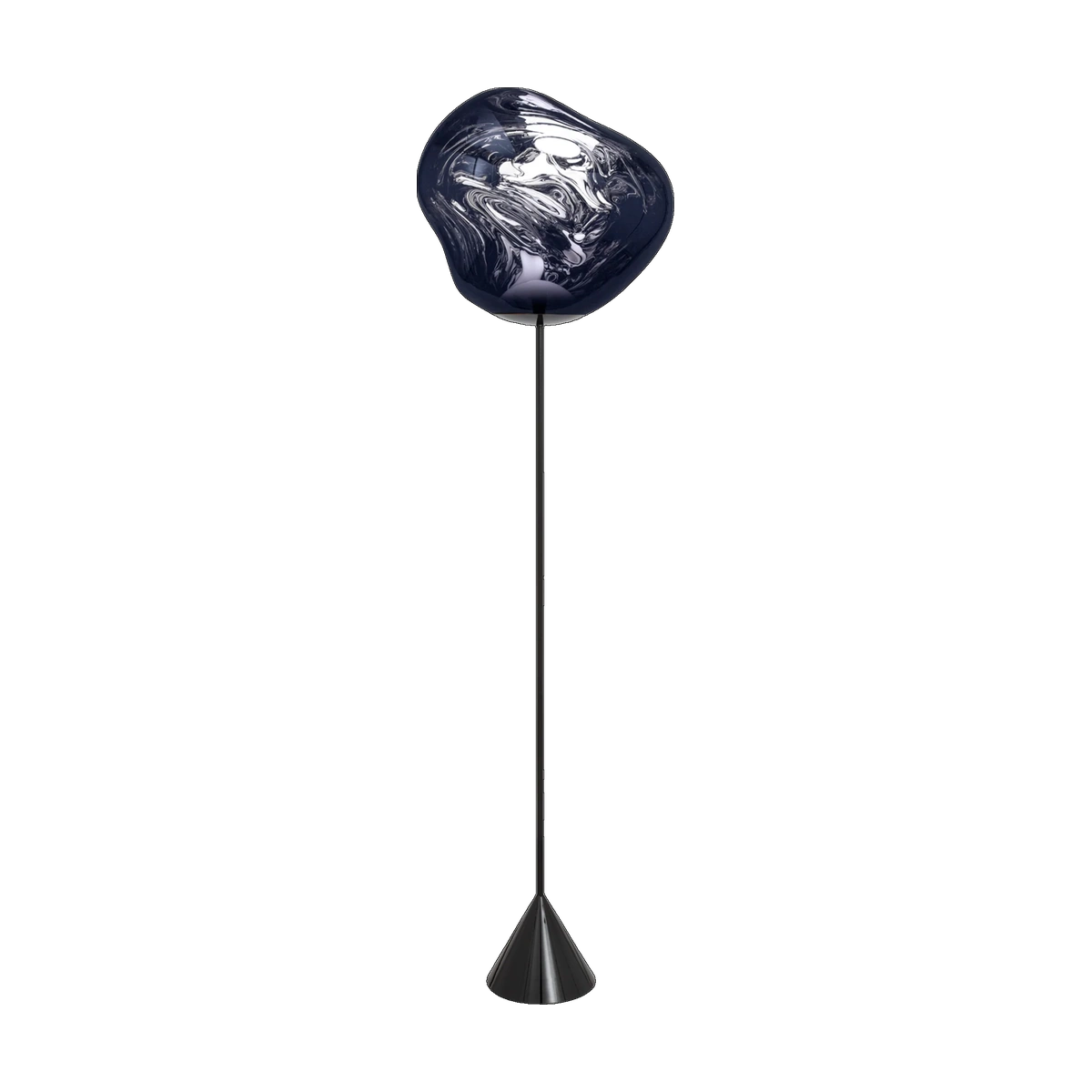 Melt Slim Cone Floor Light with Black Hardware and Smoke Shade by Tom Dixon